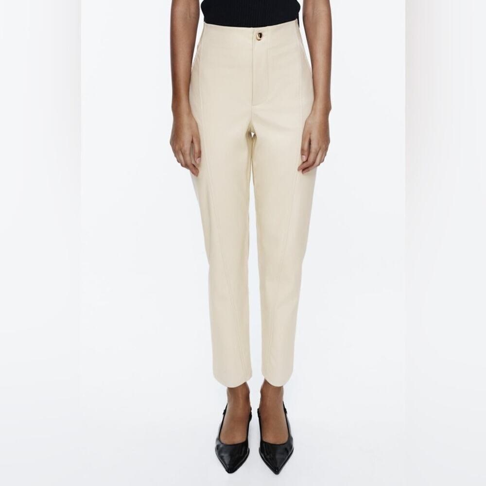 Zara Cream High-Waist Tailored Pants